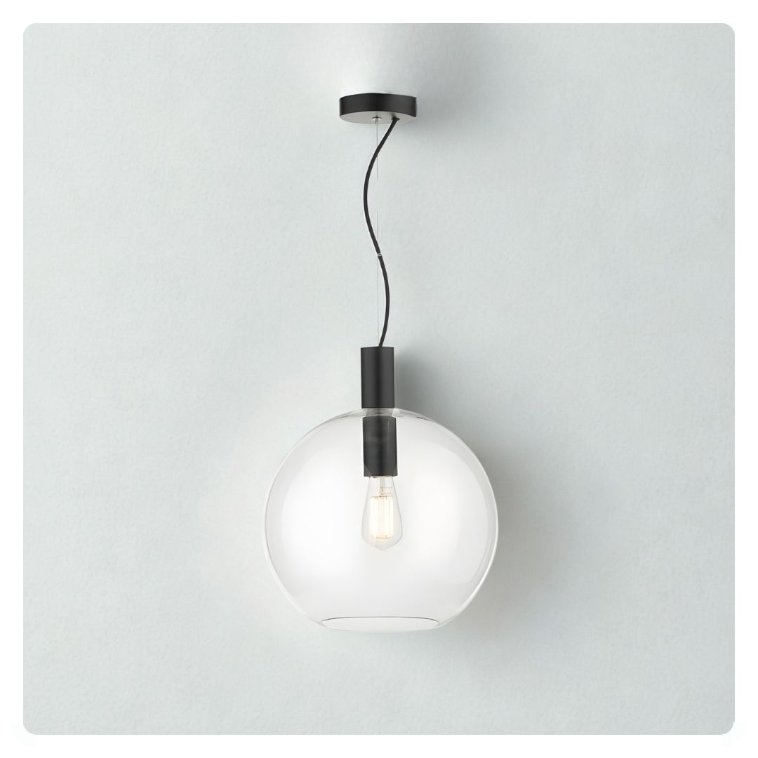 där Zula 1lt Pendant Black & Clear Glass