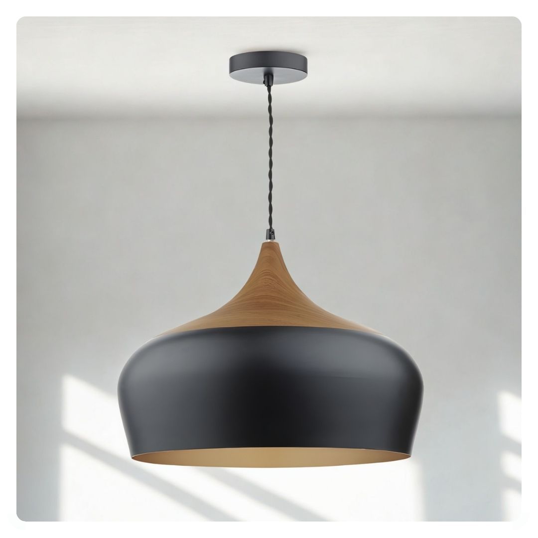 DAR Gaucho 1 Light Pendant Black Large Black