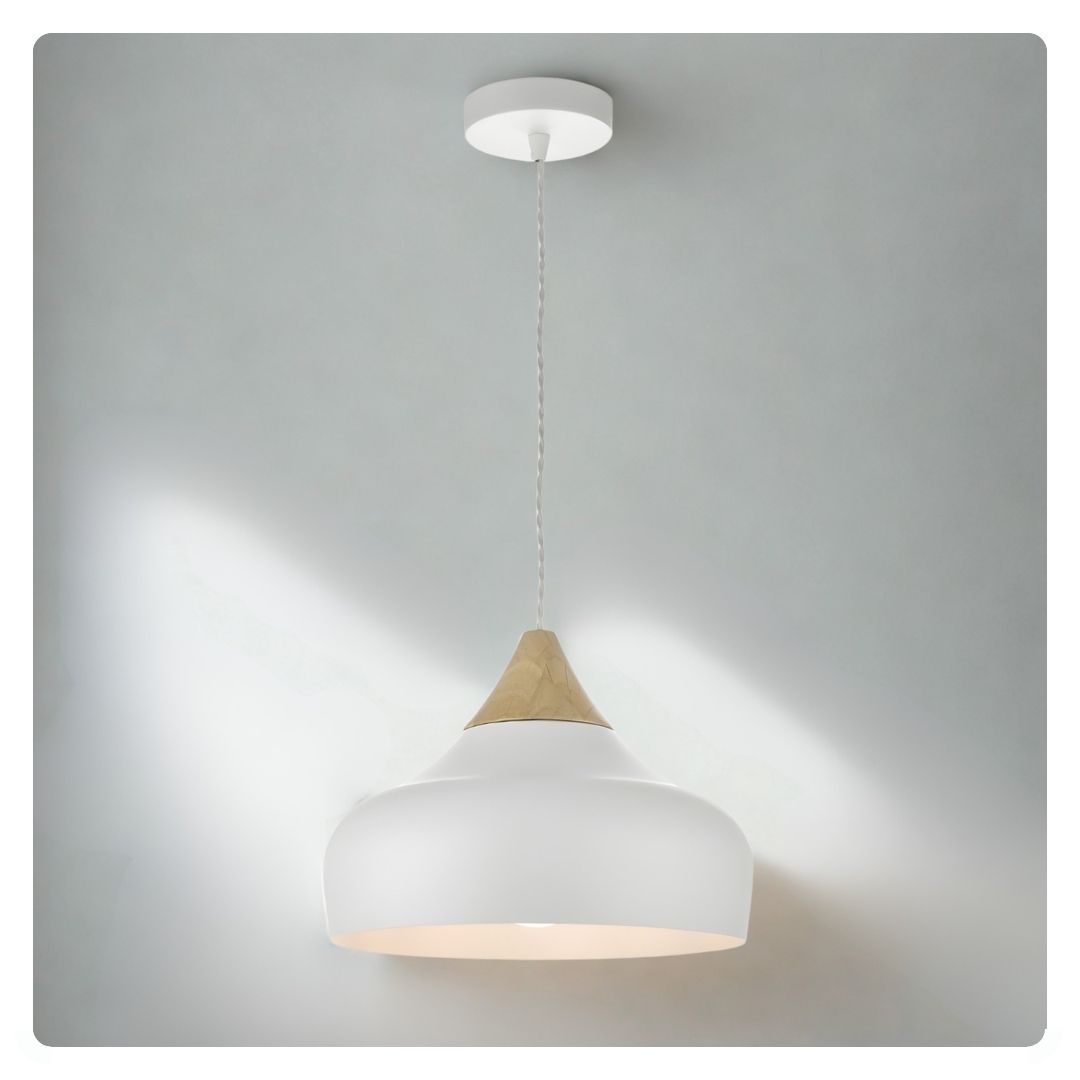 DAR Gaucho 1 Light Pendant White