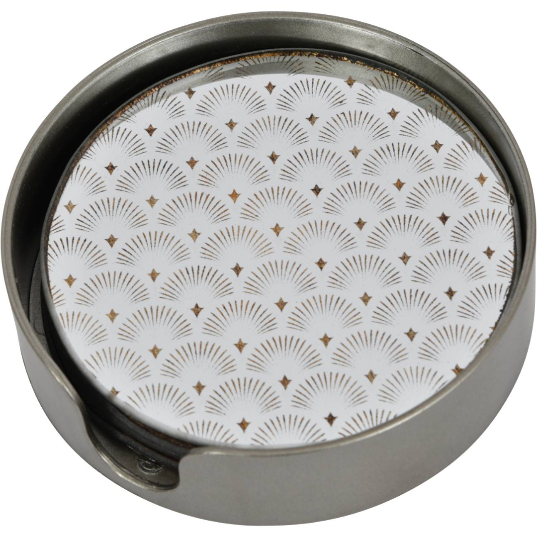 Deco Scallop Antique Gold Set of 4 Coasters