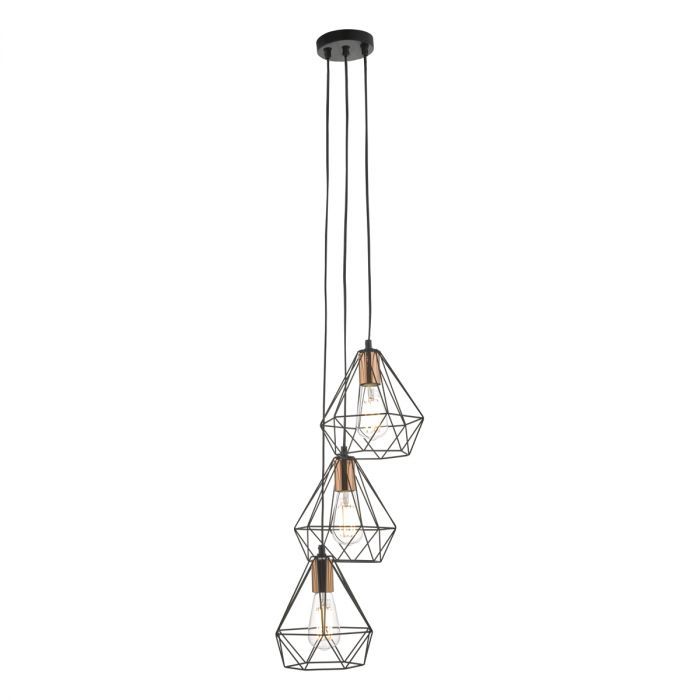 där Deyon 3 Light Cluster Pendant Black Copper 