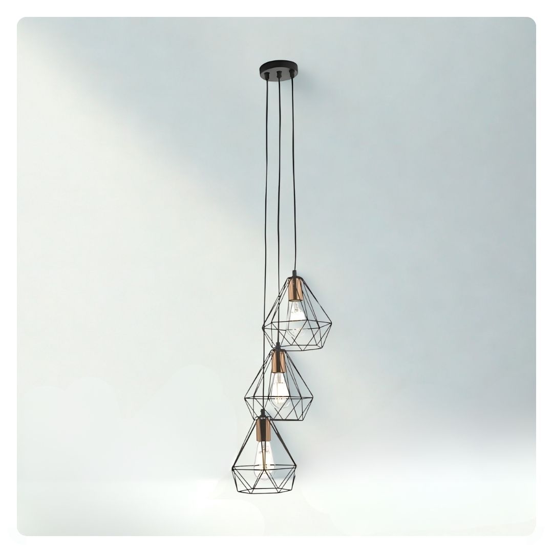 där Deyon 3 Light Cluster Pendant Black Copper 