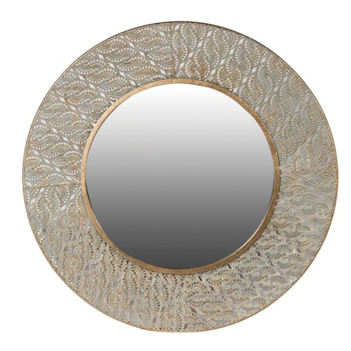 Round Wall Mirror with Golden Filigree Effect