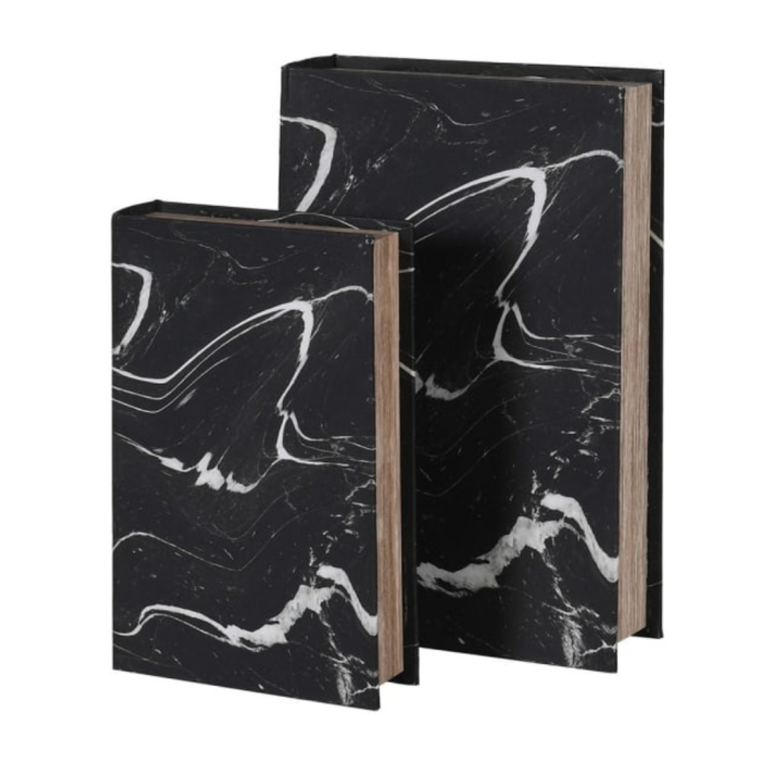 Set of 2 Marble Effect Book Boxes