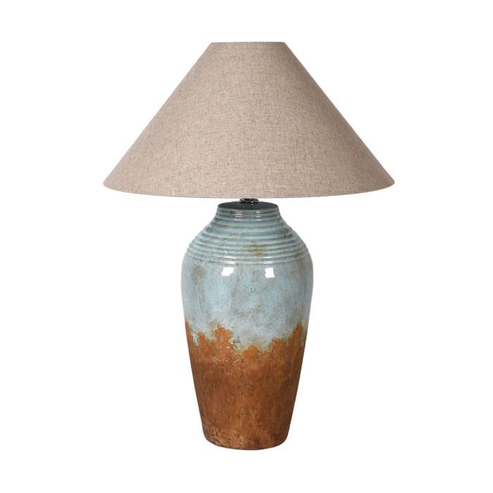 Two Tone Lamp with Linen Shade