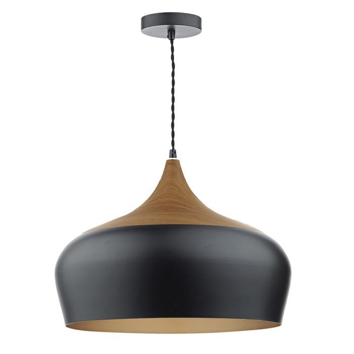 DAR Gaucho 1 Light Pendant Black Large Black