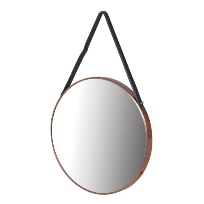 Large Round Copper Hanging Mirror