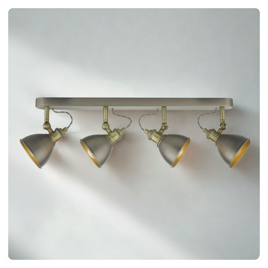 där Governor 4lt Bar Spotlight Antique Chrome & Antique Brass