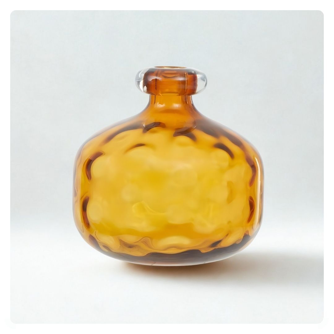  Huda Glass Bottle Vase in Amber Small