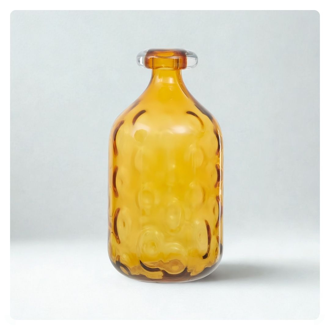  Huda Glass Bottle Vase in Amber Large