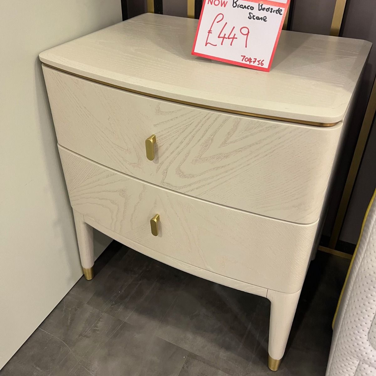 Bianco Bedside Table in Stone