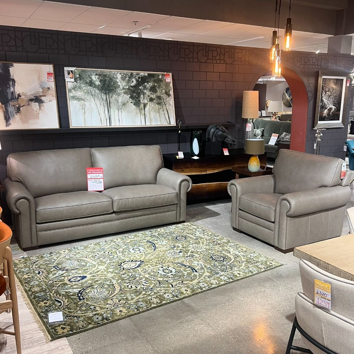 Pembroke 3 Seater Leather Sofa & Chair