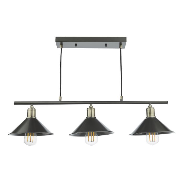 där Jalen 3lt Bar Pendant Graphite & Antique Brass