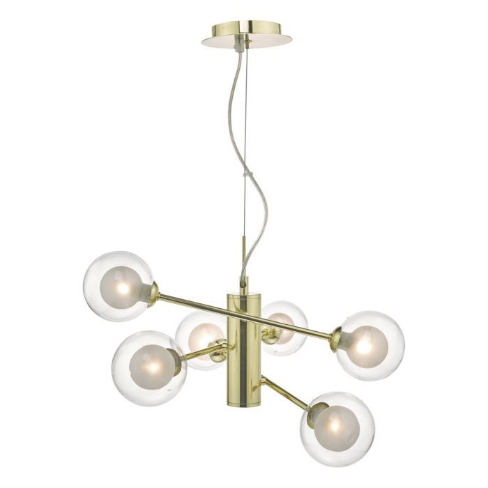 där Kumara 6lt Pendant Gold & Glass