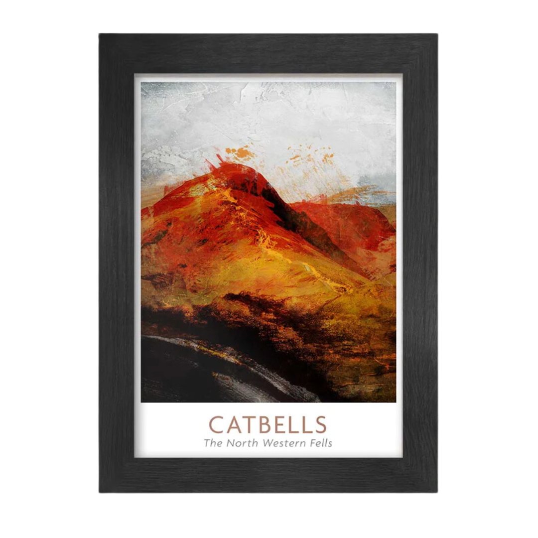 A4 Catbells Abstract Poster Print in Black Frame