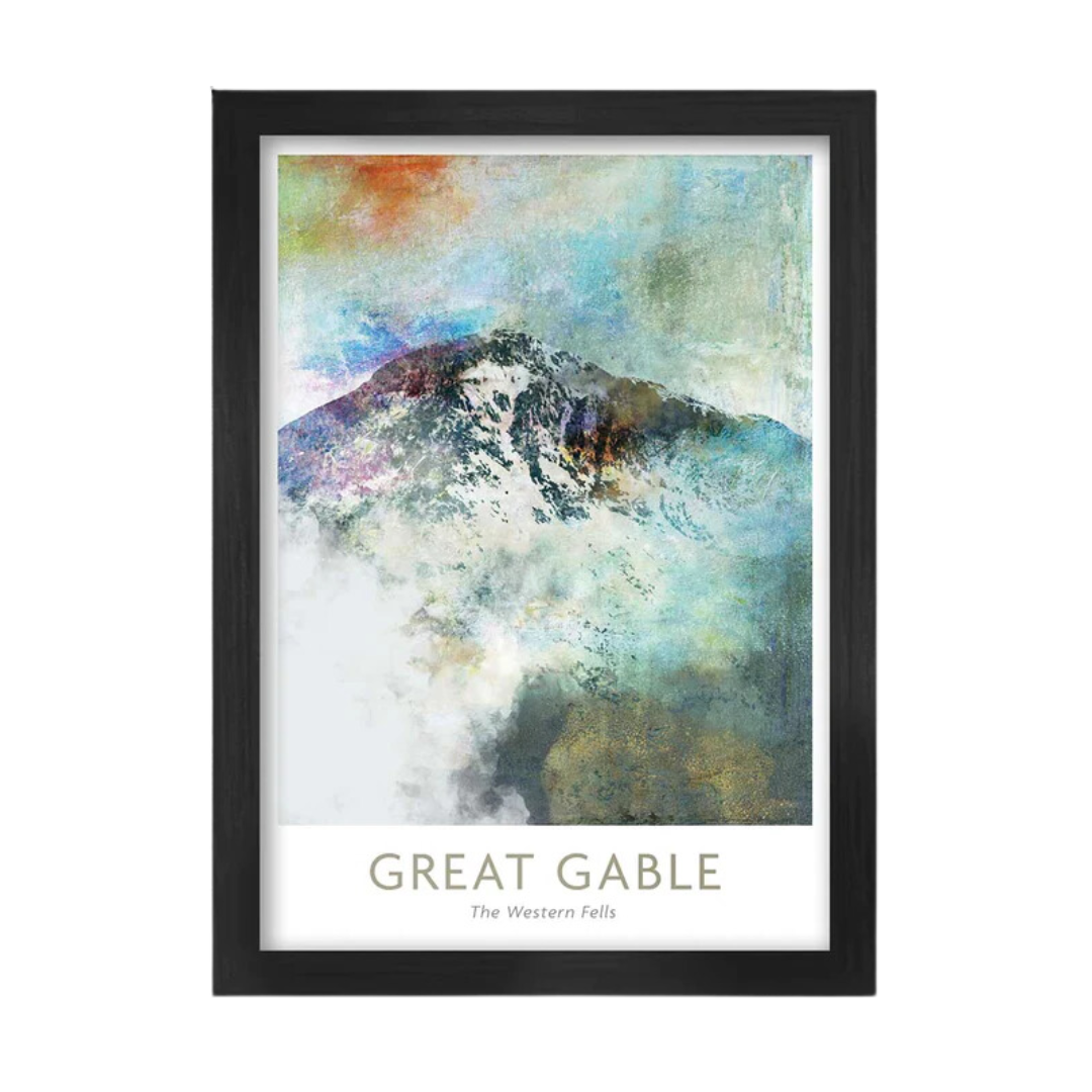 A4 Great Gable Abstract Poster Print in Black Frame