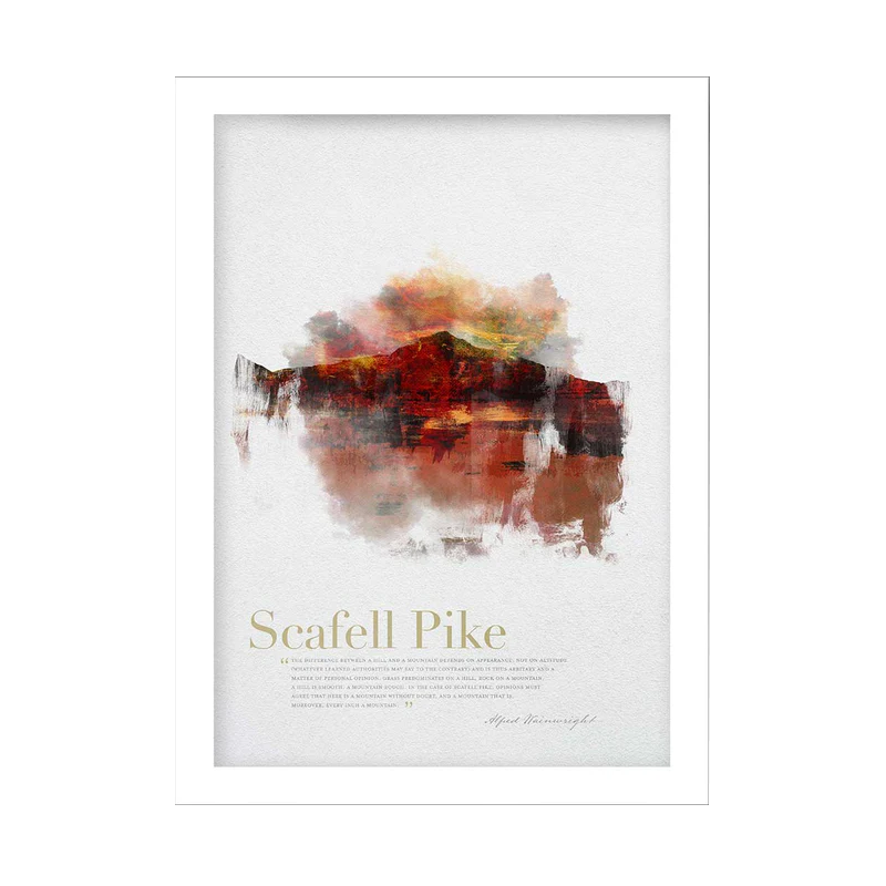 A2 Scafell Pike in Wainwright's Words in White Frame