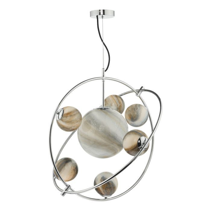 där Mikara 7 Light Pendant - Polished Chrome Glass