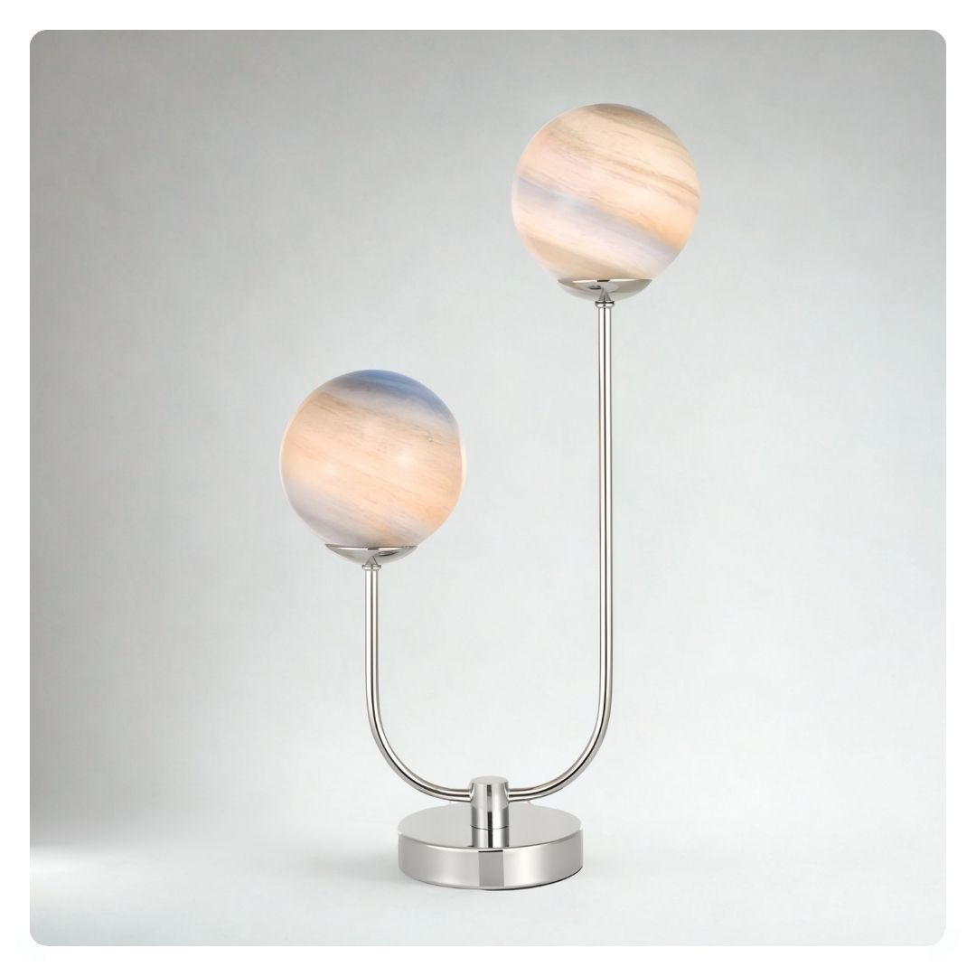 Där Mikara 2 Light Table Lamp Polished Chrome Glass