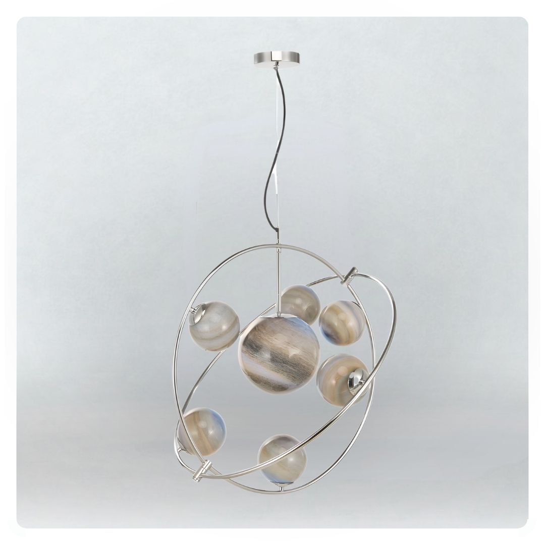 där Mikara 7 Light Pendant - Polished Chrome Glass