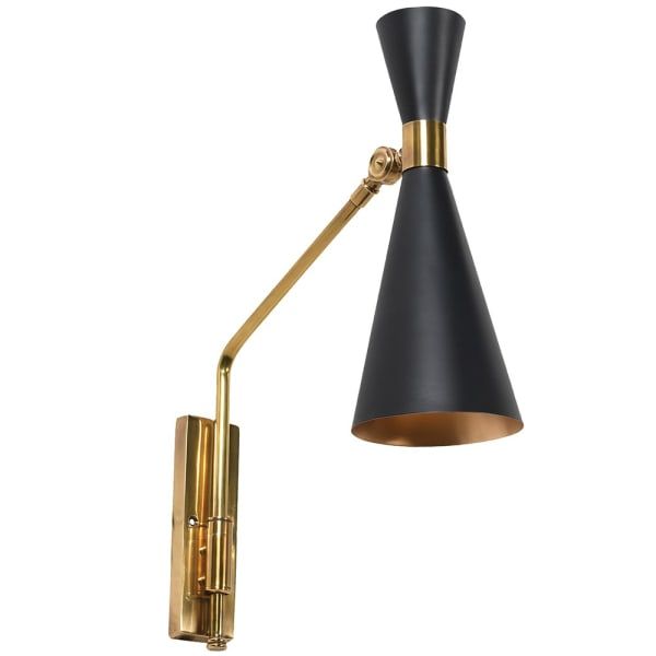 Stygian Satin Black and Brass Wall Light