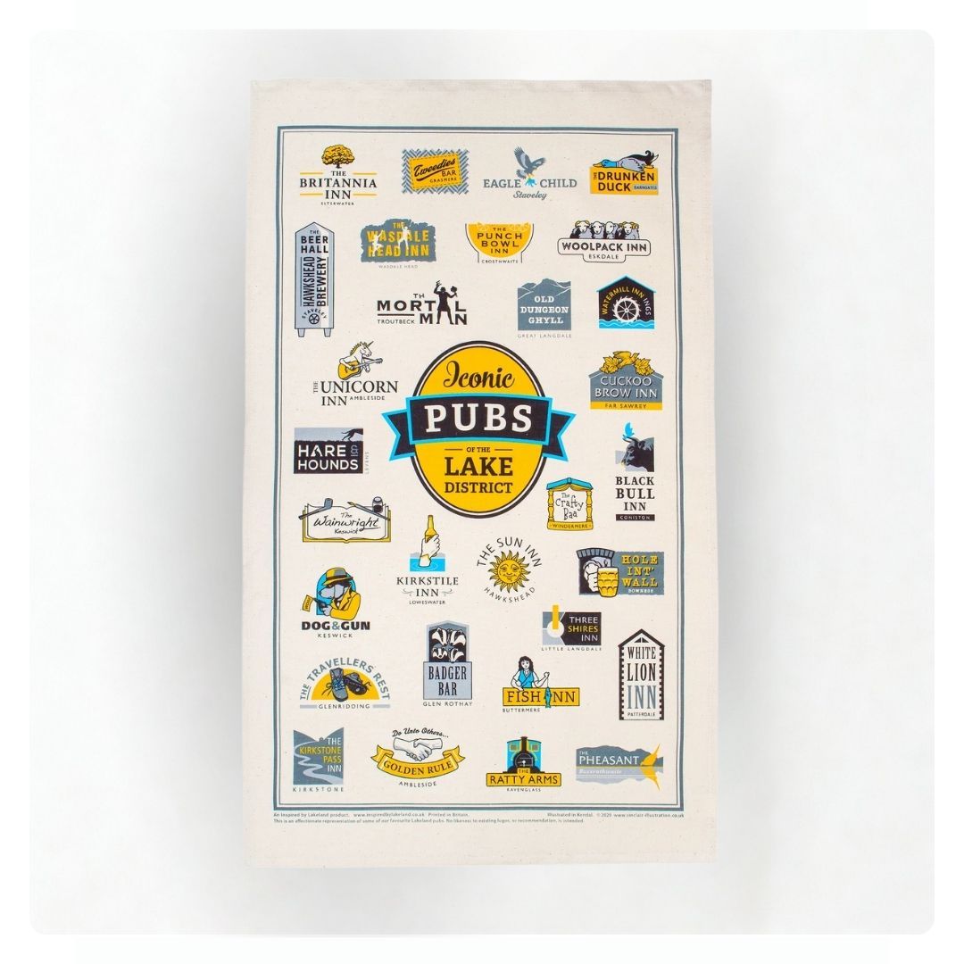 Pubs of Lake District Tea Towel