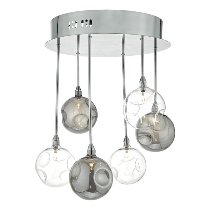 där Quinn 6lt Semi Flush Polished Chrome & Smoked Glass