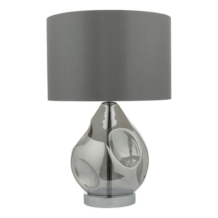 där Quinn Table Lamp C/W Grey Faux Shade