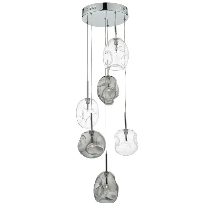 där Quinn 6lt Cluster Pendant Smoked Glass