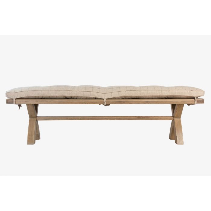 Rhine 2M Cross Leg Bench Natural Check Cushion