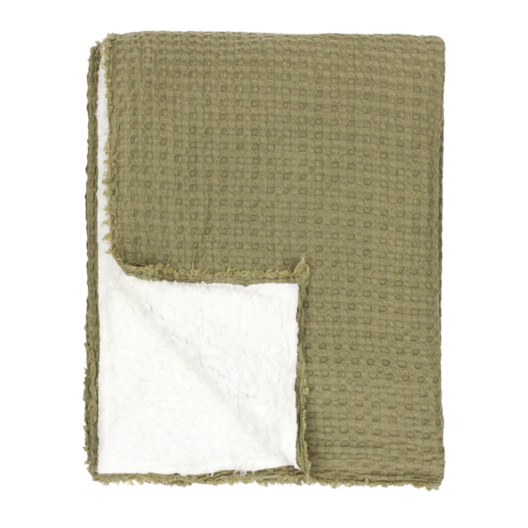 Ronan 130 x 180cm Sherpa Throw in Moss