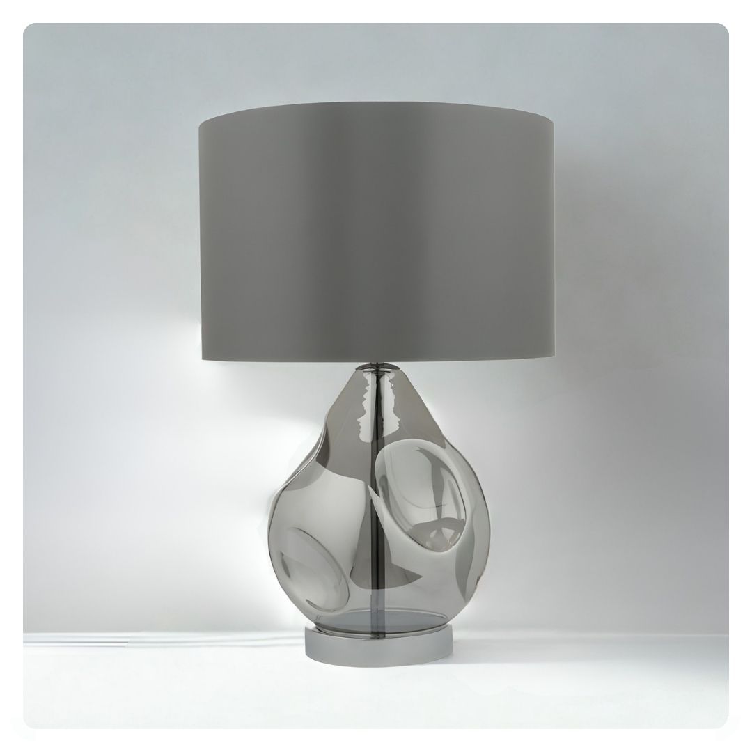 där Quinn Table Lamp C/W Grey Faux Shade