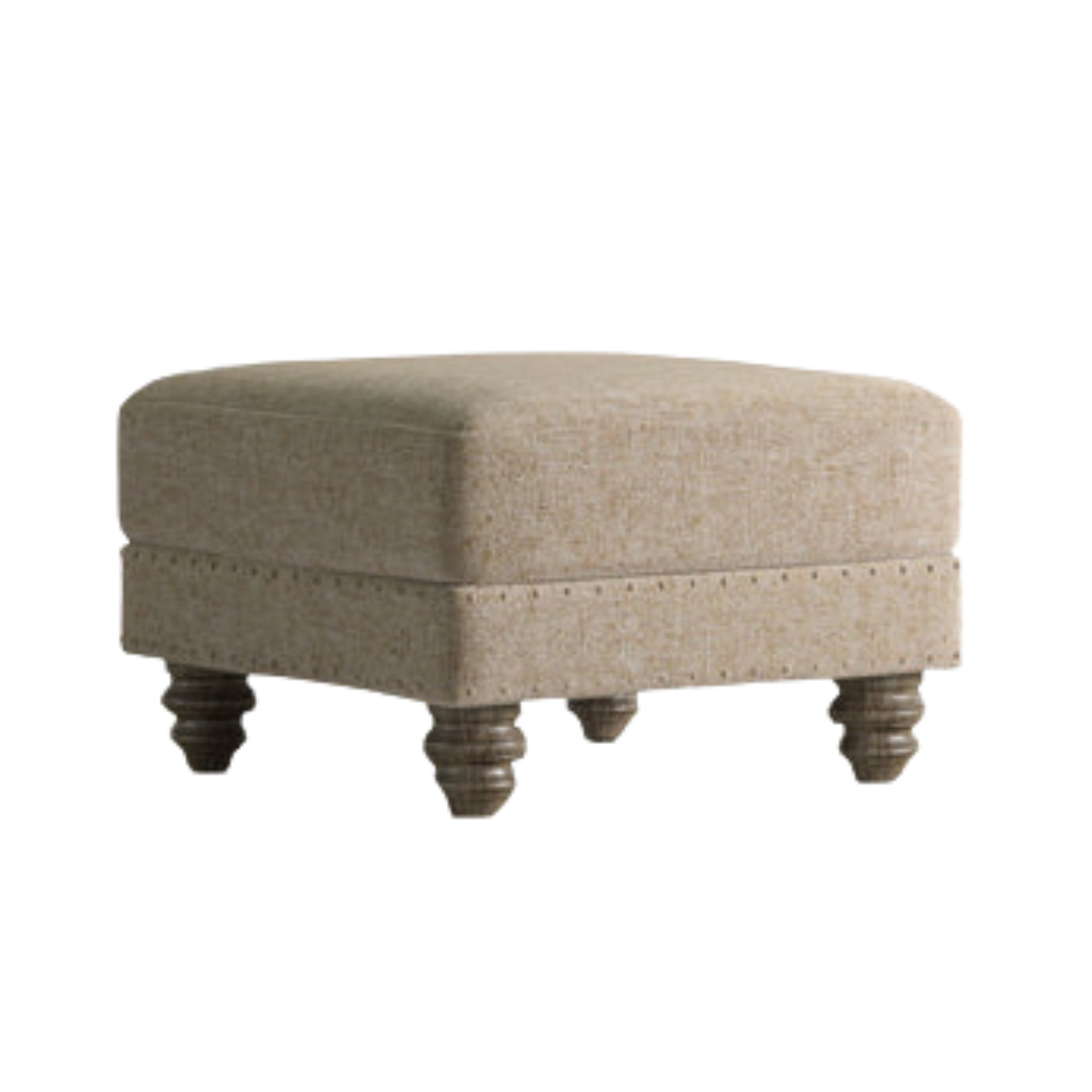 Tetrad Warwick Small Square Stool Commanche Leather & Coco Fabric