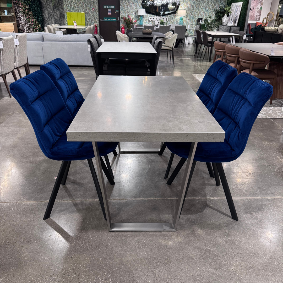 Concreate Dining Table & 4 Paloma Dining Chairs 