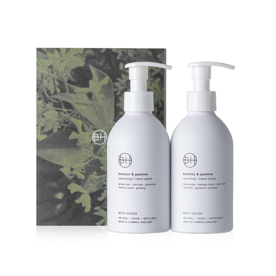 Bath House Bamboo and Jasmin Handcare Duo Giftbox Aluminium