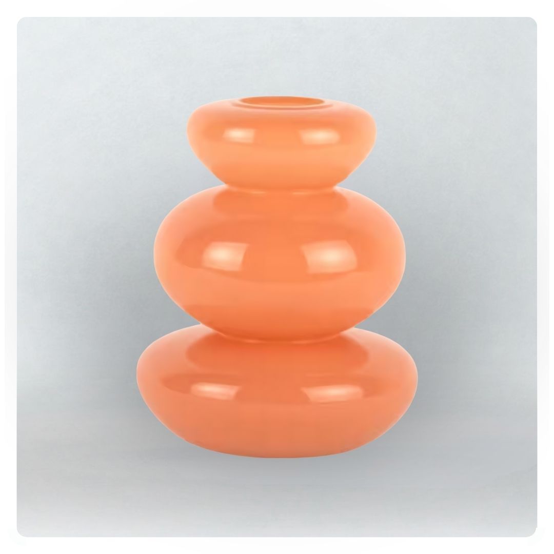 Small Bubbled Glass Vase in Soft Orange