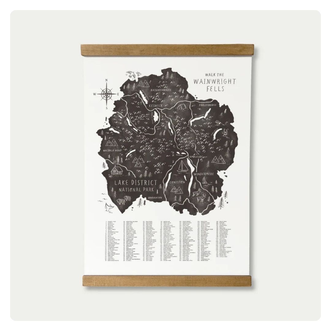 Wainwright Fells Checklist Print in Black
