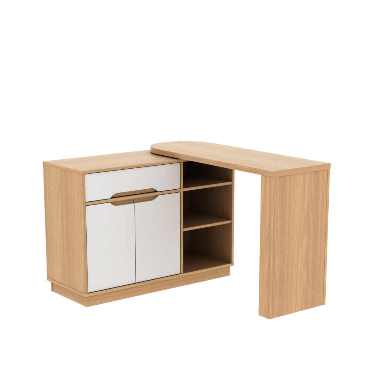 Oak and White Hideaway Desk