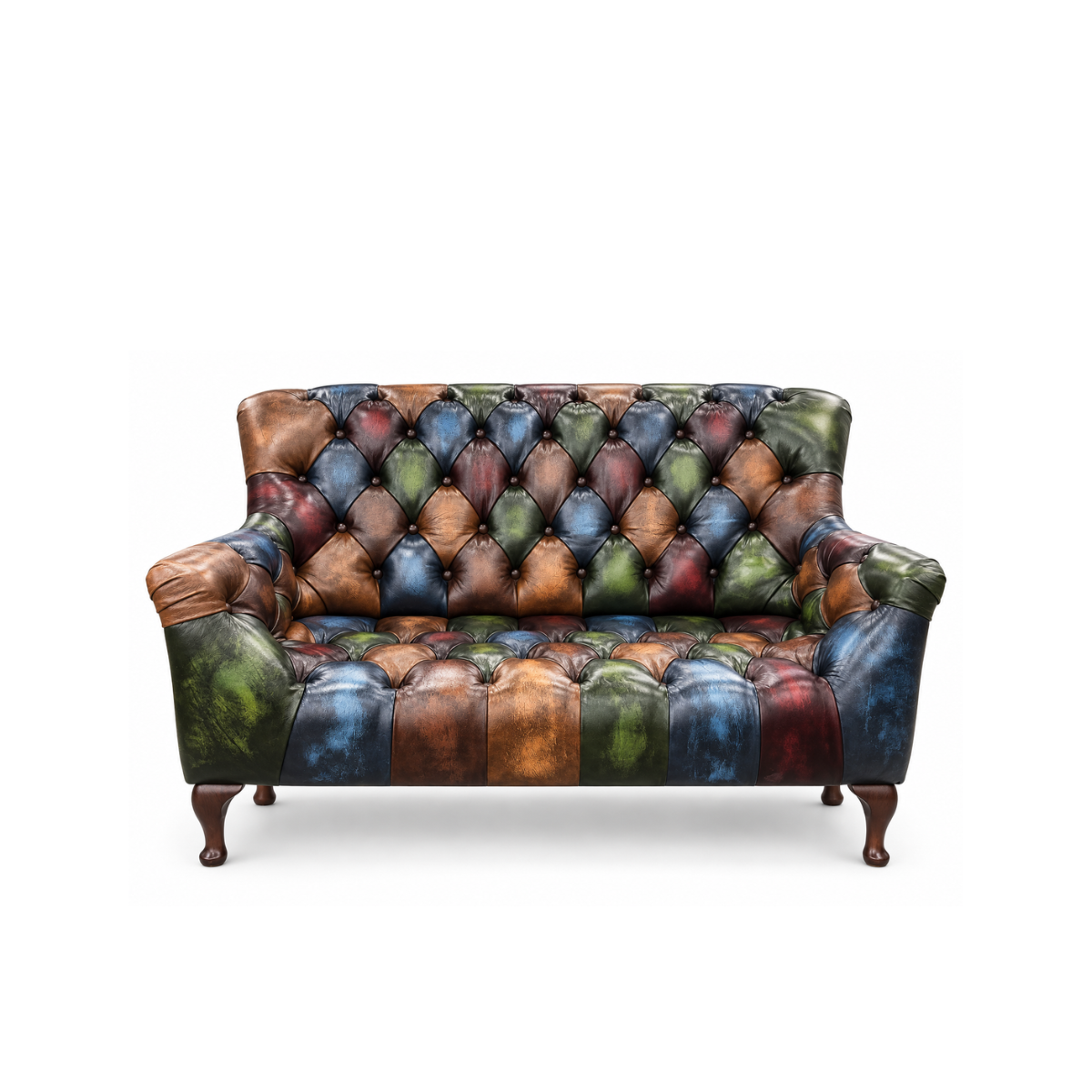 Litton Hand Antiqued Leather Patchwork 2 Seater Sofa