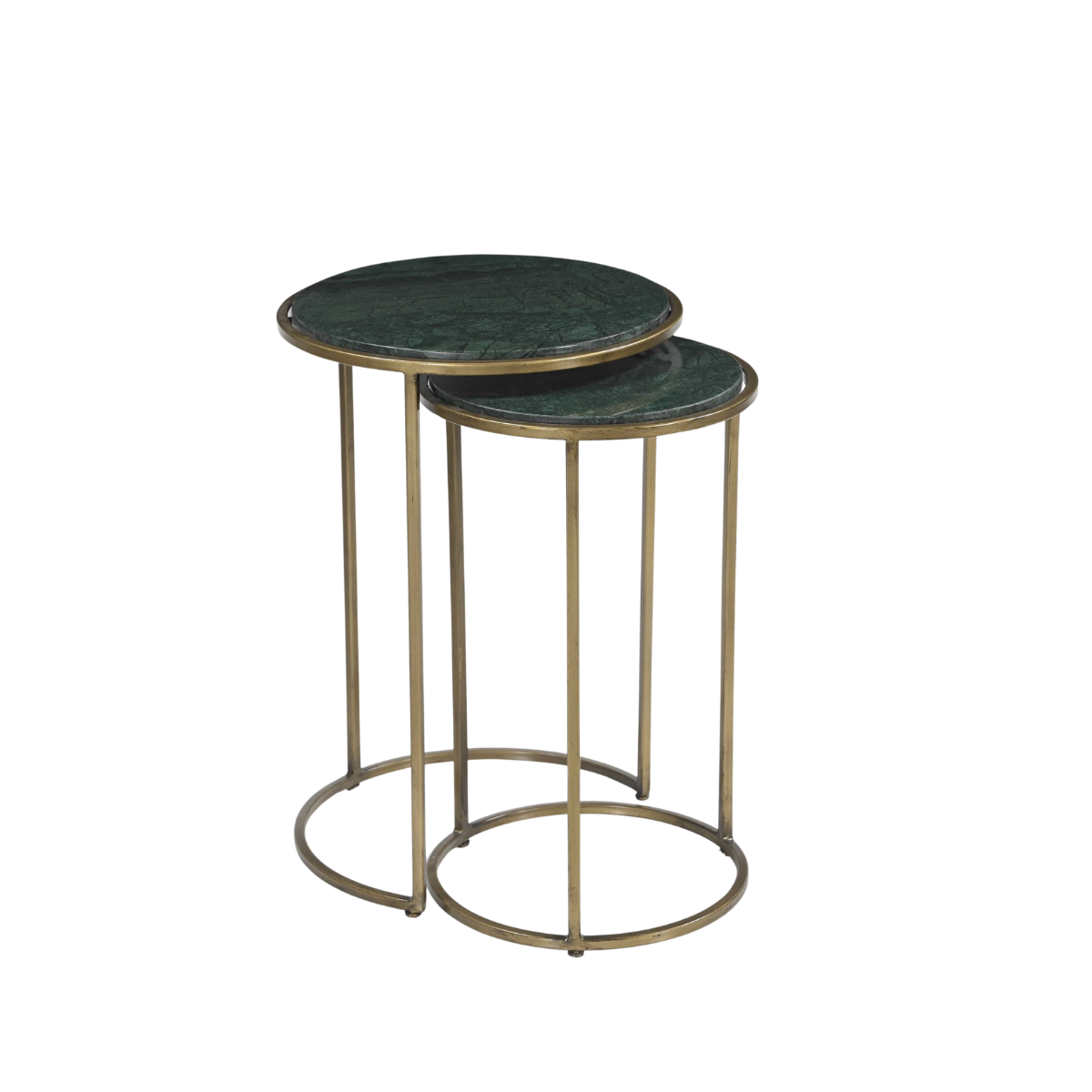 Round Nest of Tables in Forest Green Marble