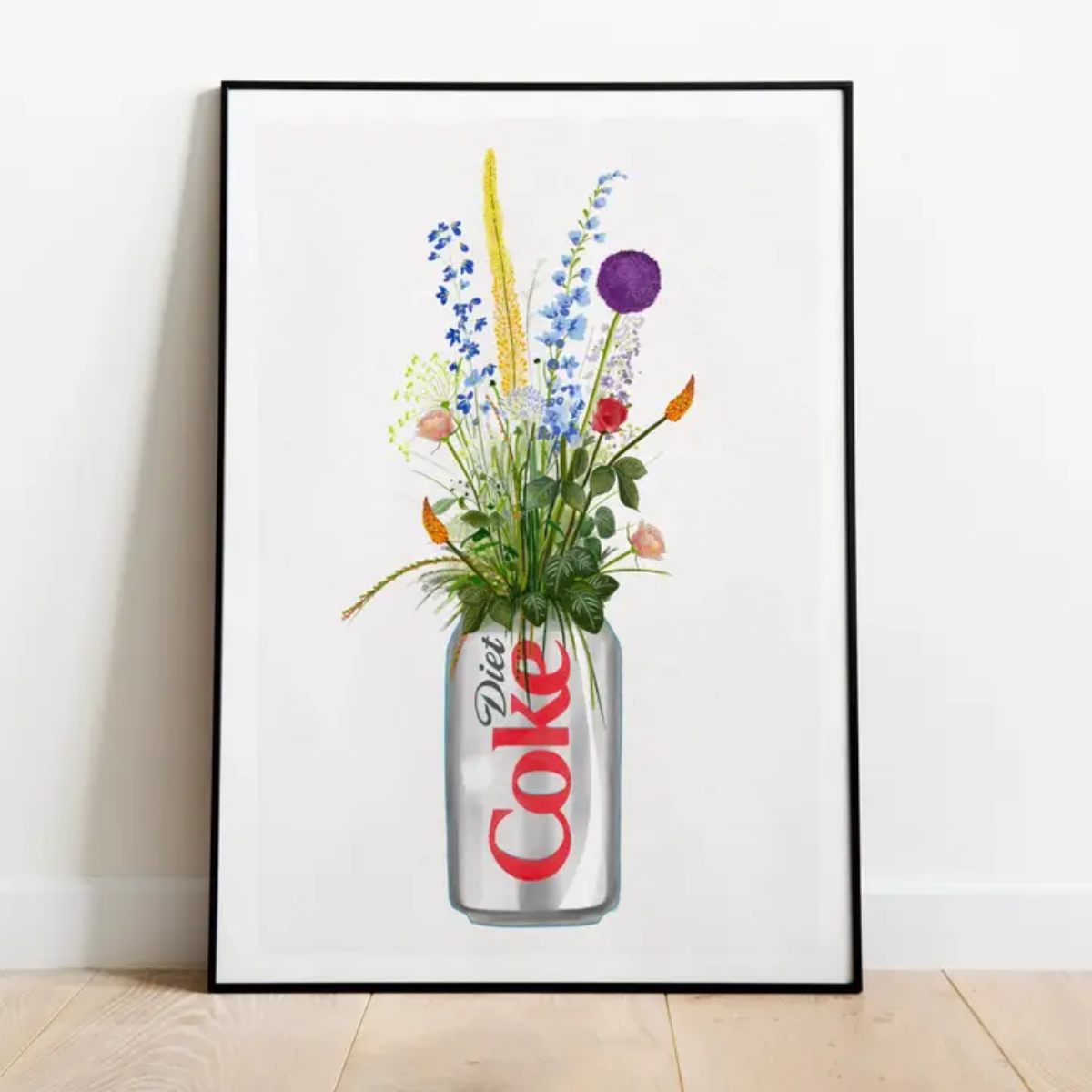 Diet coke can with Colourful Wildflowers A5 Print
