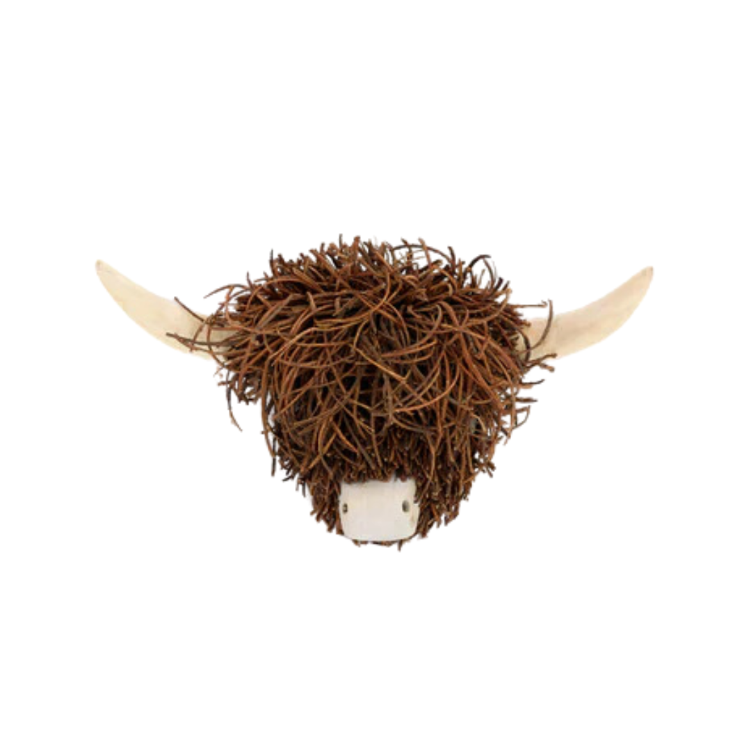 Wall Mounted Wooden Sculpture Highland Cow