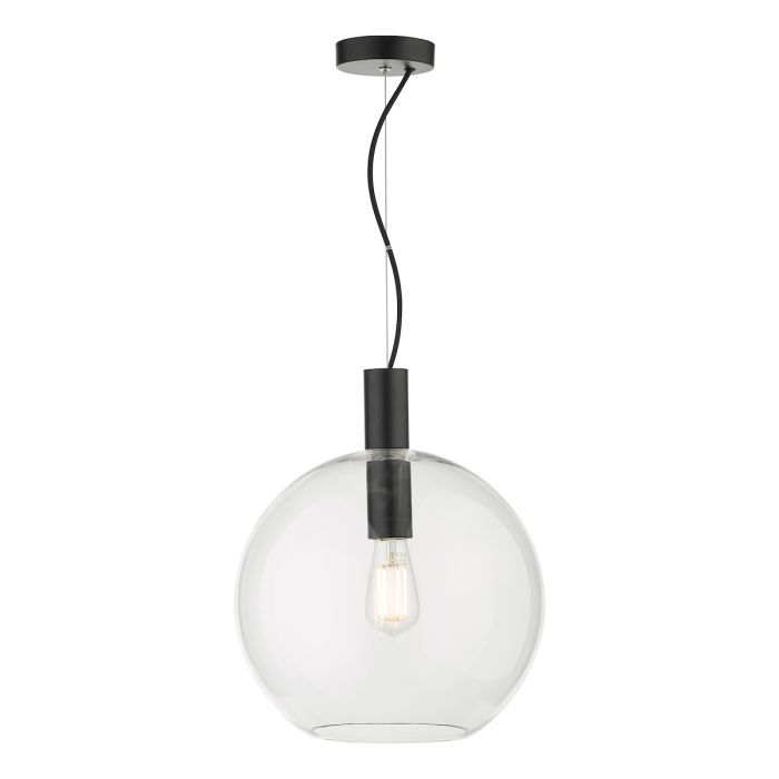 där Zula 1lt Pendant Black & Clear Glass